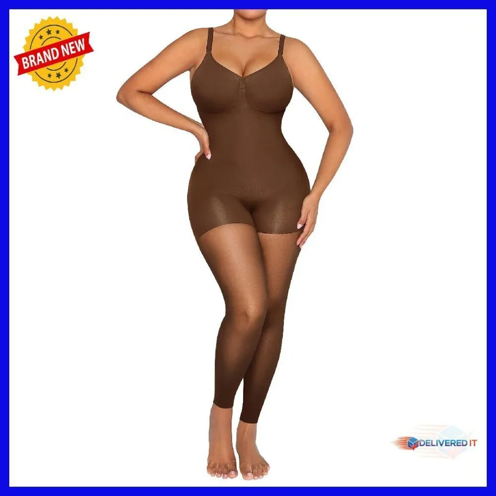Seamless Tummy Control Shapewear Bodysuit Sheer Legs Sizes S-XXL
